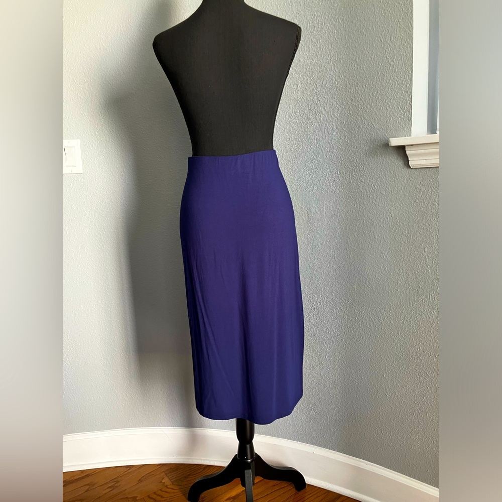 Metaphor blue midi pencil skirt on elastic waistband size XL rayon/spandex blend